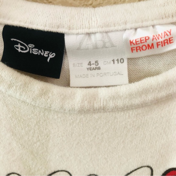 Zara Toddler Girl Disney Minnie Mouse White Sweatshirt Size 4-5T - Picture 3 of 6